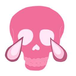 pink skull crying head